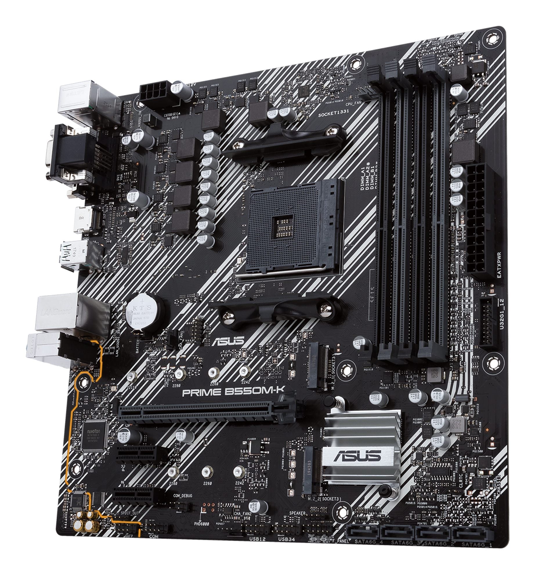 ASUS PRIME B550M-K mATX MB dual M.2 PCIe 4.0 1Gb Ethernet HDMI/D-Sub/DVI SATA 6Gbps USB3.2 Gen 2 Type-A