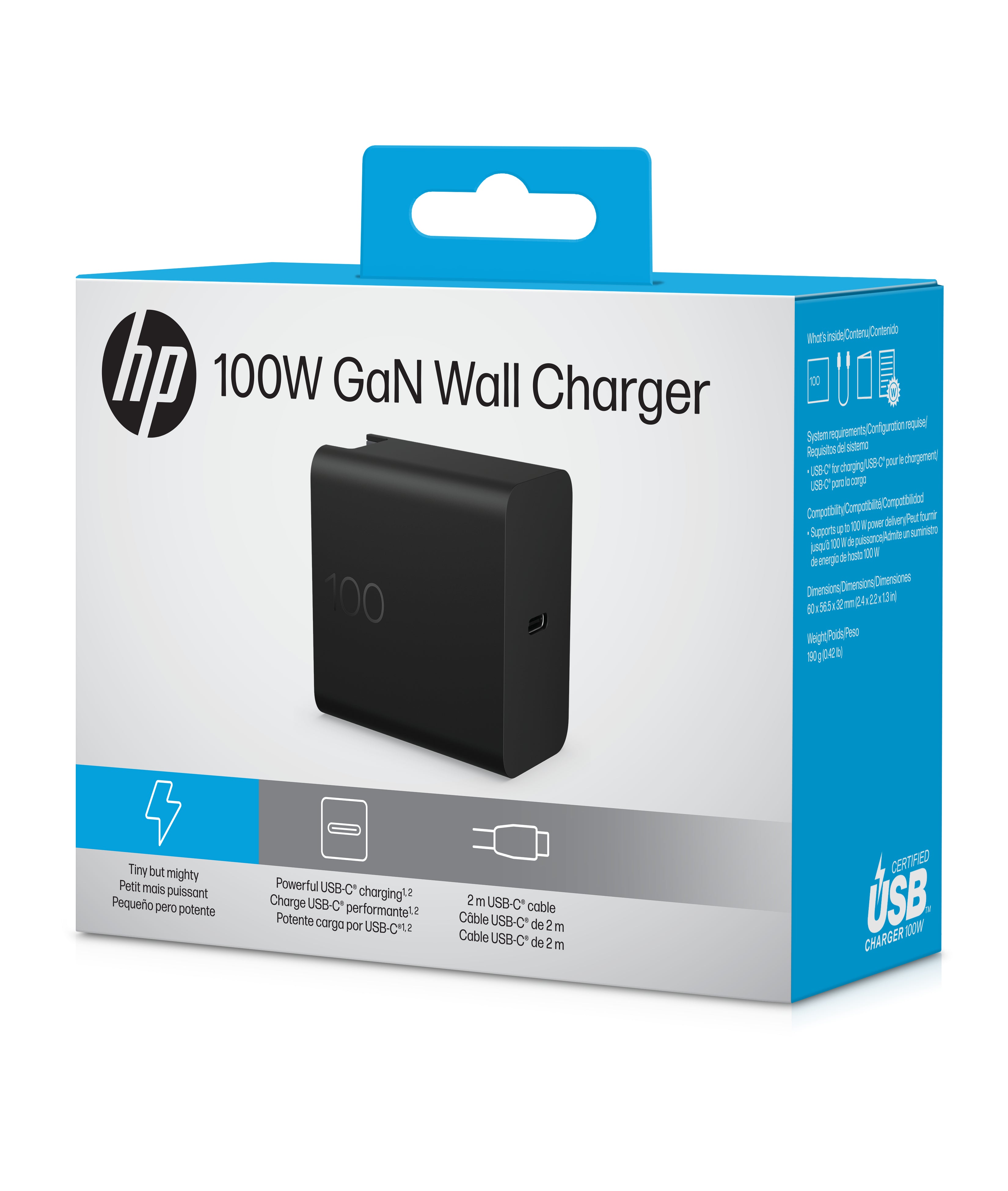 HP 100W GaN Wall CHRGR EMEA-INTL EN Loc-