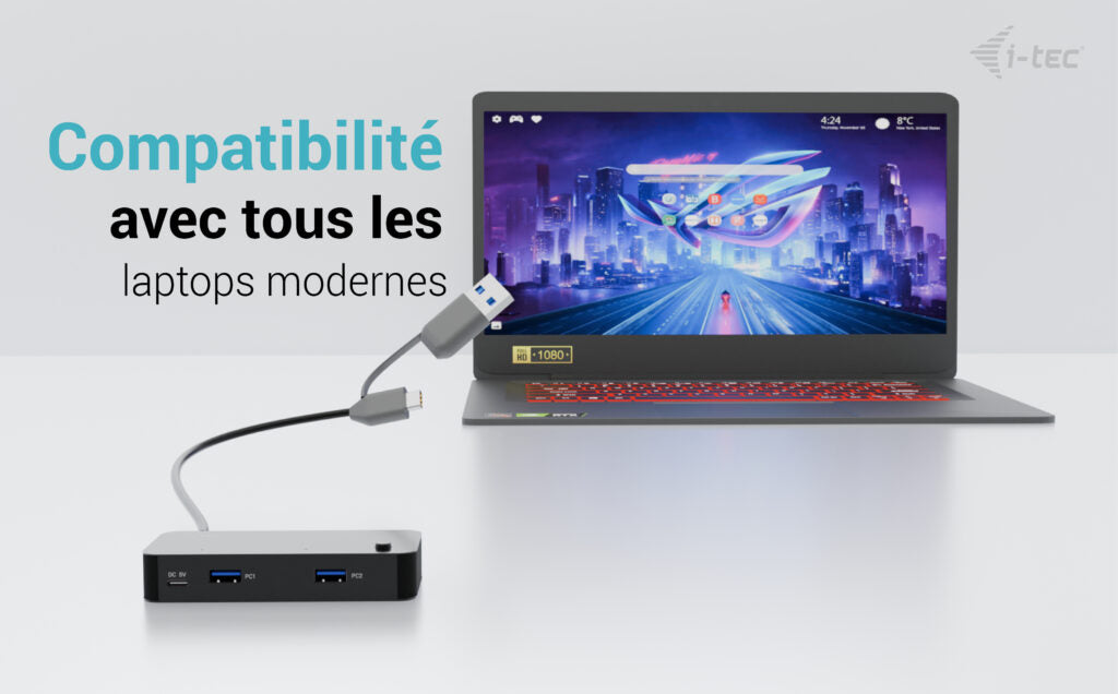 I-TEC Universal KVM HUB 2x USB-C 3.2 Gen.1 + 2x USB-A 3.2 Gen.1 1x USB-C power-in