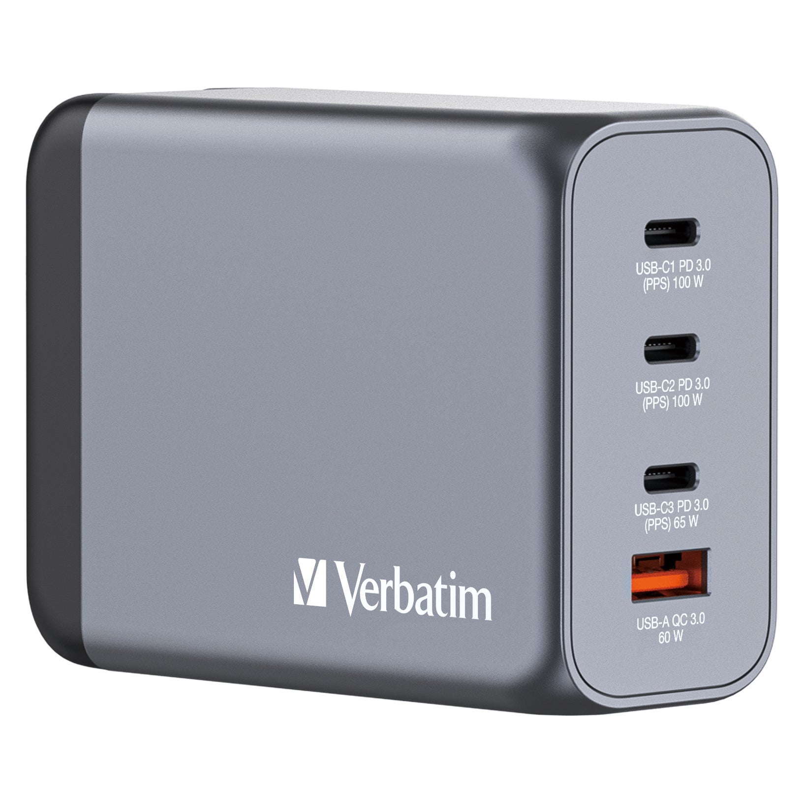 VERBATIM GNC-200 GAN CHARGER 4 PORT 200W USB A/C EU/UK/US WCF (P)