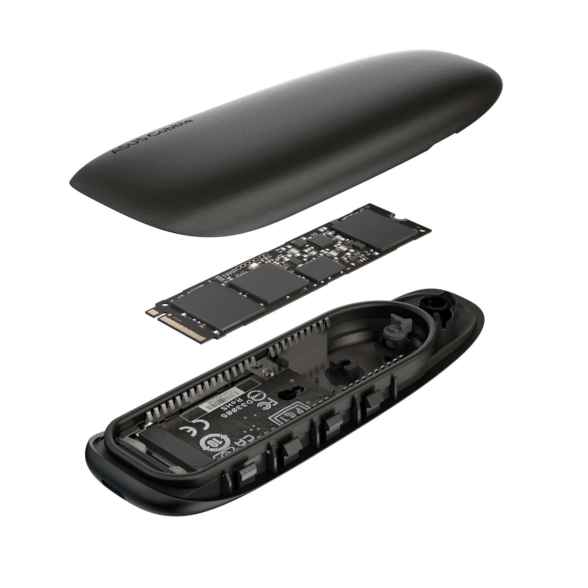 ASUS Cobble USB-C 3.2 Gen 2x1 SSD enclosure SSD case 10Gbps dual M.2 NVMe PCIe and SATA interfaces Black