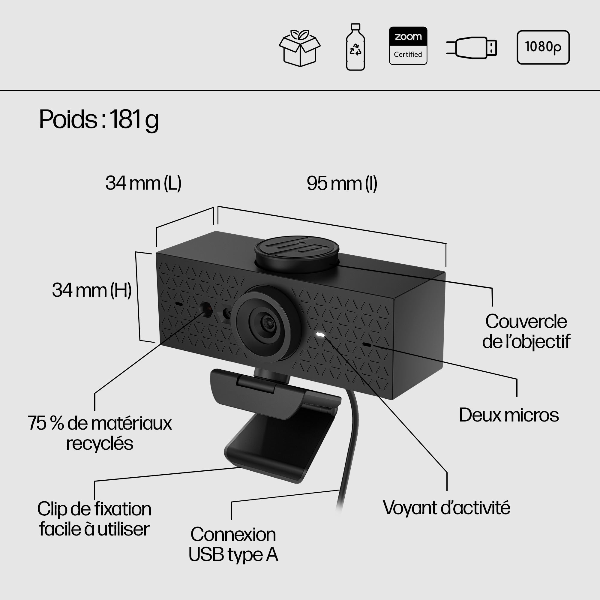 HP 620 FHD Webcam EMEA-INTL English Loc-