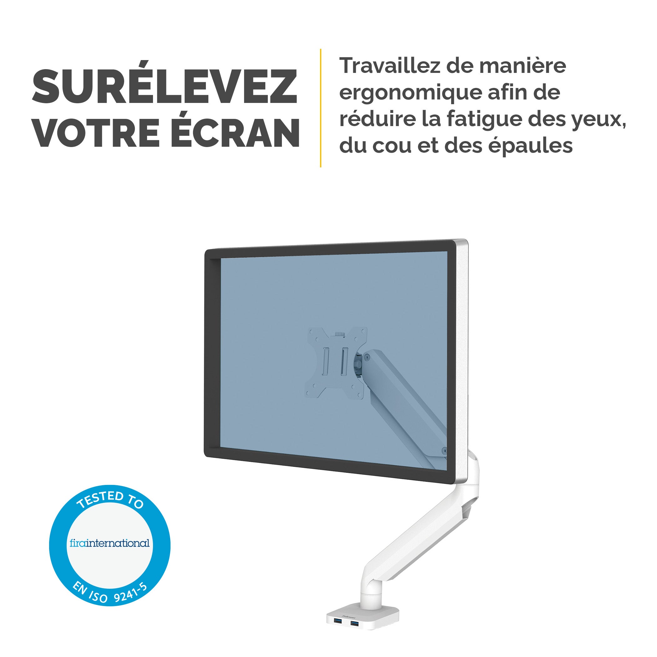 FELLOWES Bras Porte-Ecran Simple Blanc Platinum Series