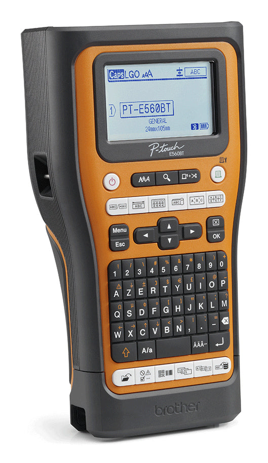 Brother PT-E560BTVP imprimante pour étiquettes Transfert thermique 180 x 180 DPI 20 mm/sec Avec fil &sans fil HSE/TZe Bluetooth QWERTZ