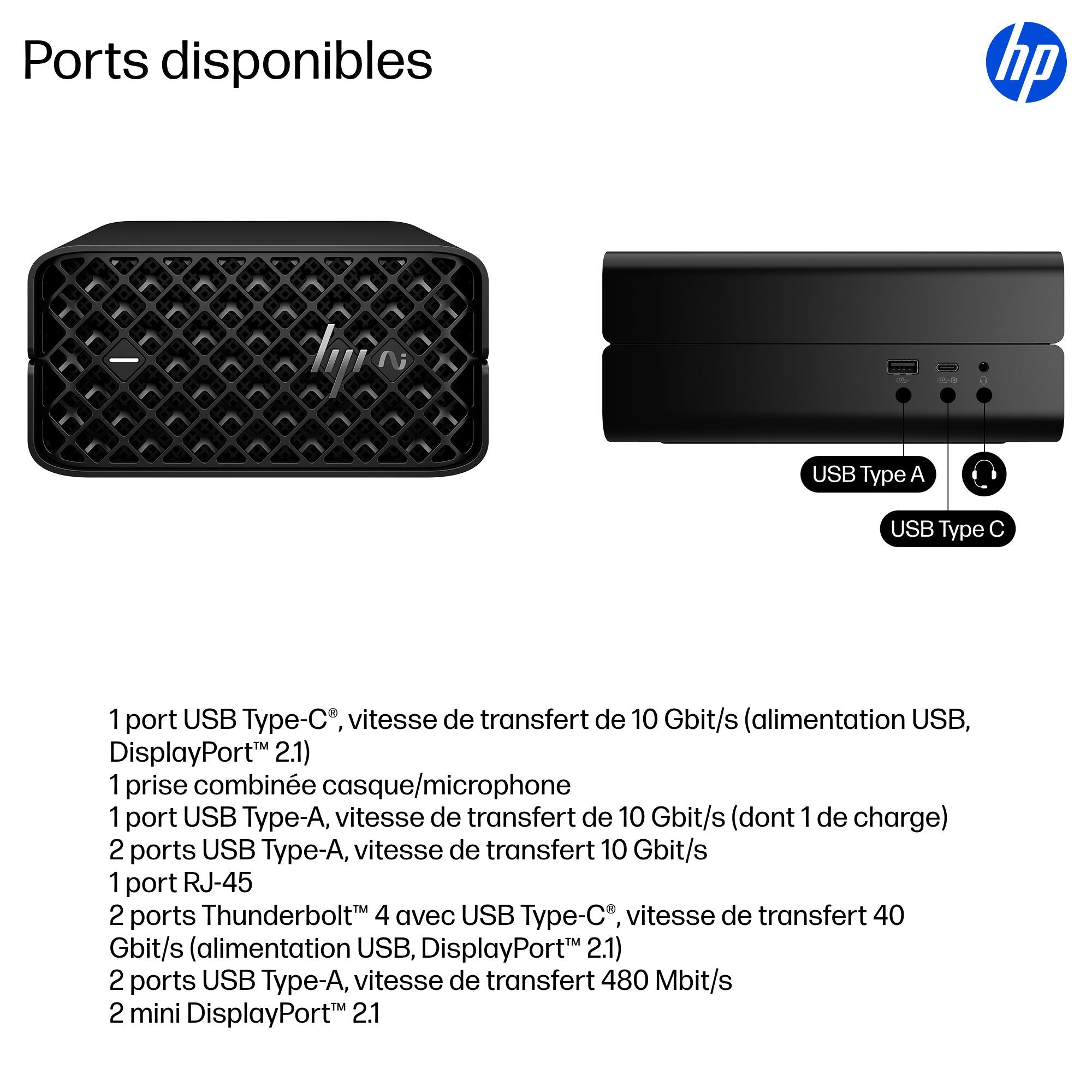 HP Z2 Mini G1a AMD Ryzen AI Max+ PRO 395 128Go 2To SSD Zturbo AMD Radeon 8060S W11P 3/3/3