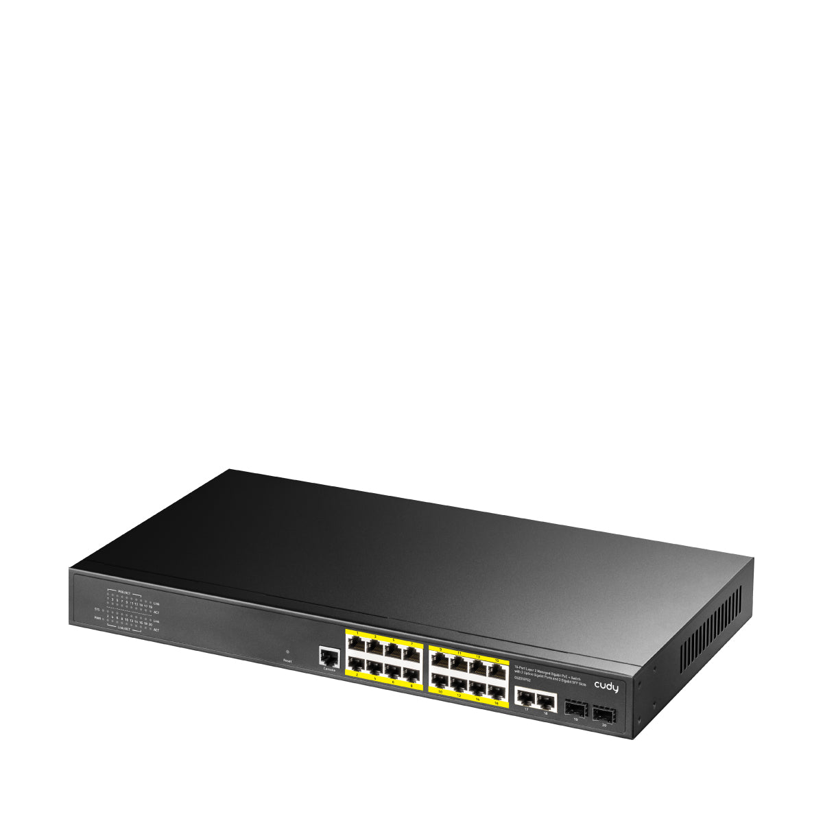 Cudy GS2018PS2 Géré L2 Gigabit Ethernet (10/100/1000) Connexion Ethernet, supportant l'alimentation via ce port (PoE) 1U Noir
