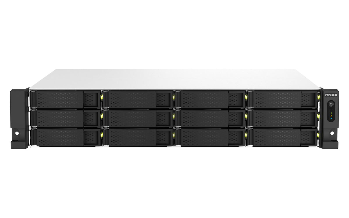 QNAP TS-1264U-RP-8G 2U 12-Bay rackmount NAS Intel Celeron N5095 quad-core 8Go onboard not expandable 12x3.5/2.5 SATA 2x300W r PS
