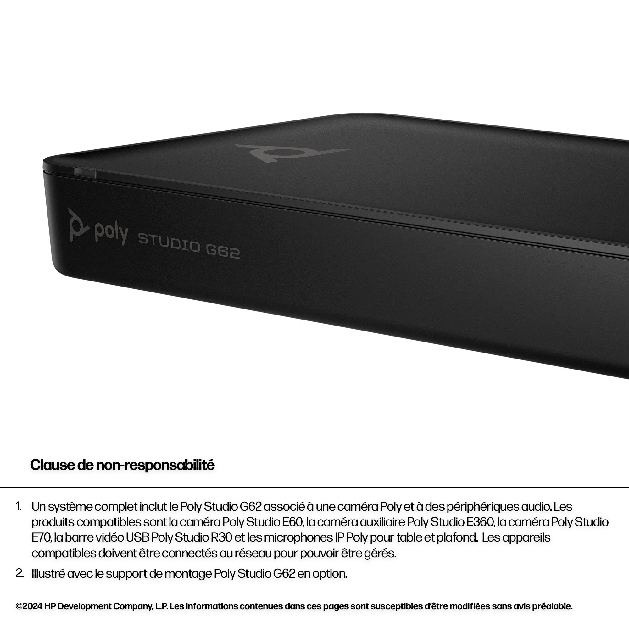Poly Studio G62 PoE+Adpt GSA/TAA