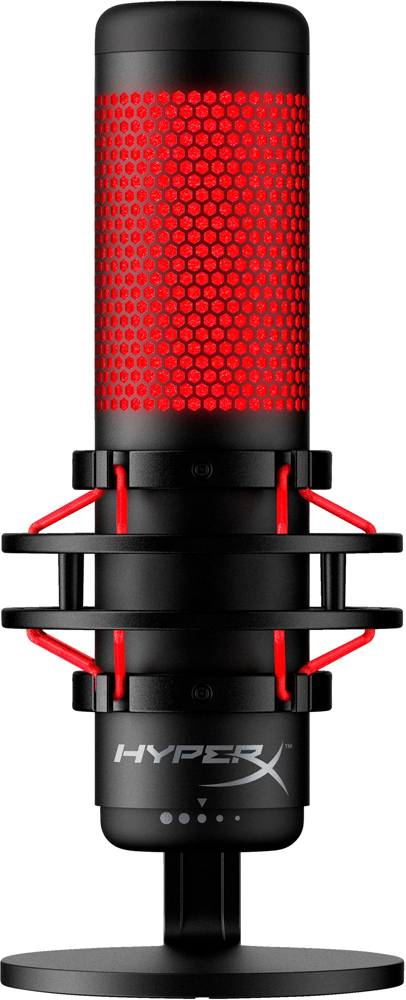 Microphone a condensateur HyperX QuadCast RGB, USB, filtre anti-pop, noir-rouge