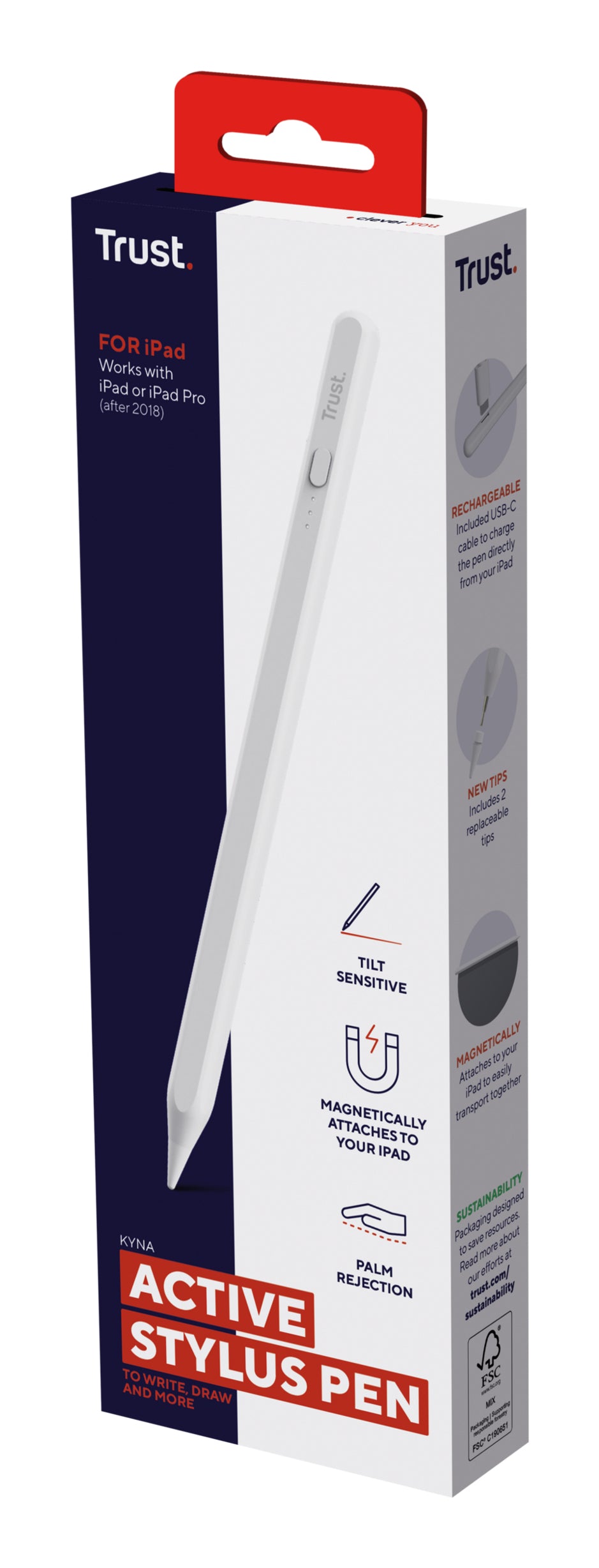 TRUST Stylet actif KYNA pour iPad - Blanc