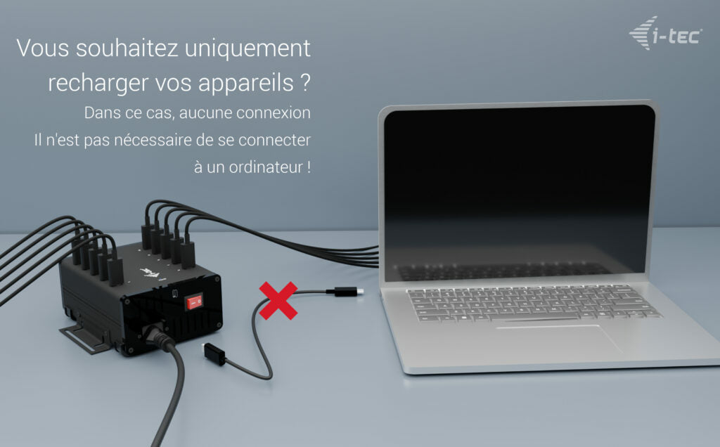 I-TEC USB-C/USB-A Metal Charging+Data HUB 15W per port 10x USB-C integrated power adapter 180W