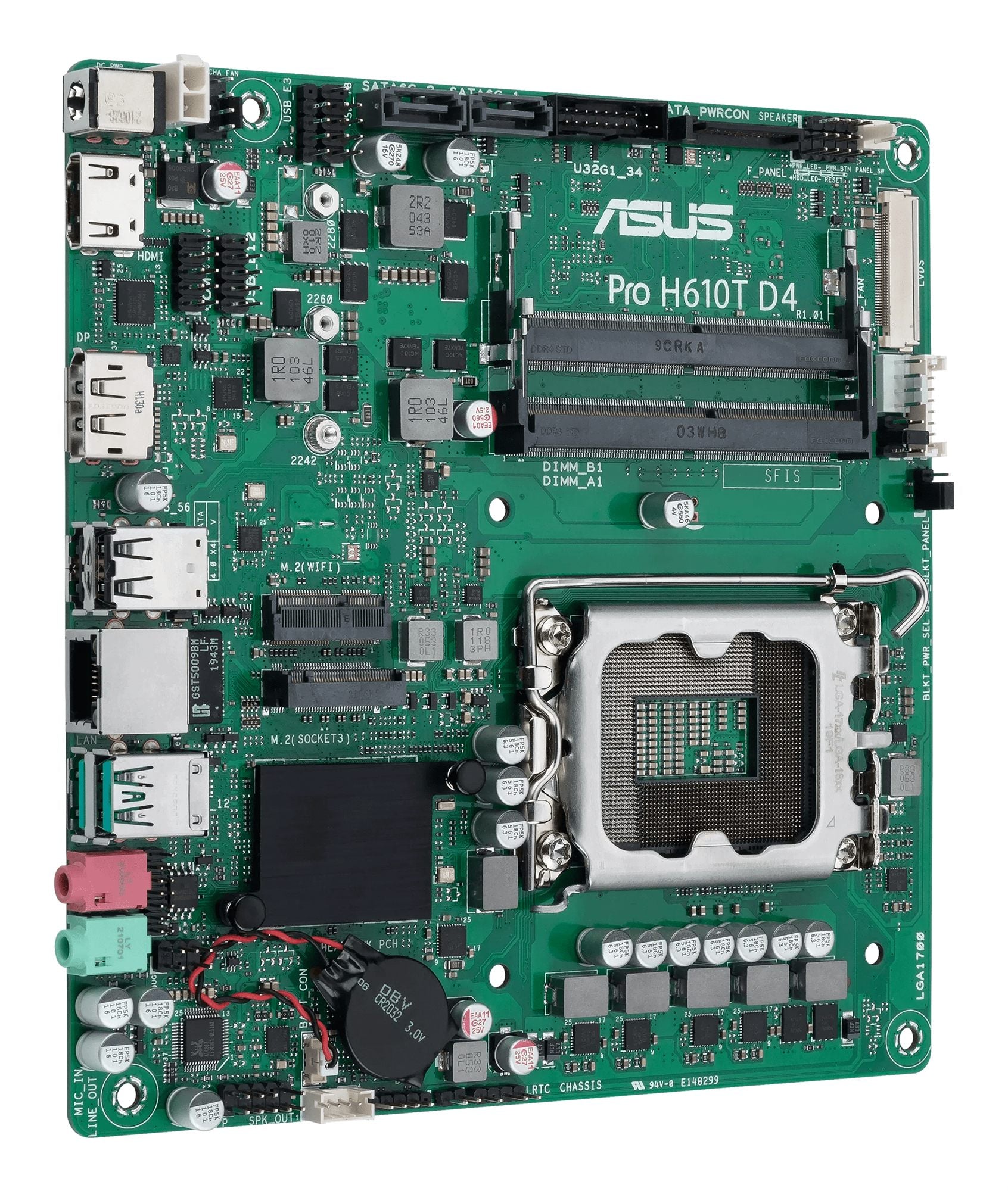 ASUS PRO H610T D4-CSM LGA1700 DDR4 1xHDMI 2.1 1xDP 1xPCIe 2xM.2 2xSATA 4xUSB Thin Mini ITX MB