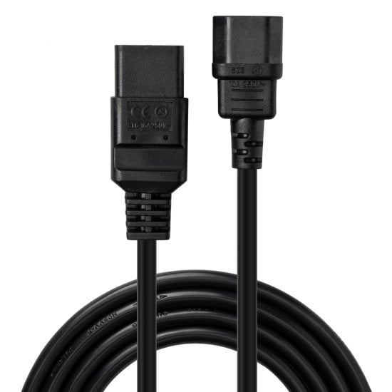 LINDY 1m C14 to C19mains Extension Cable Black