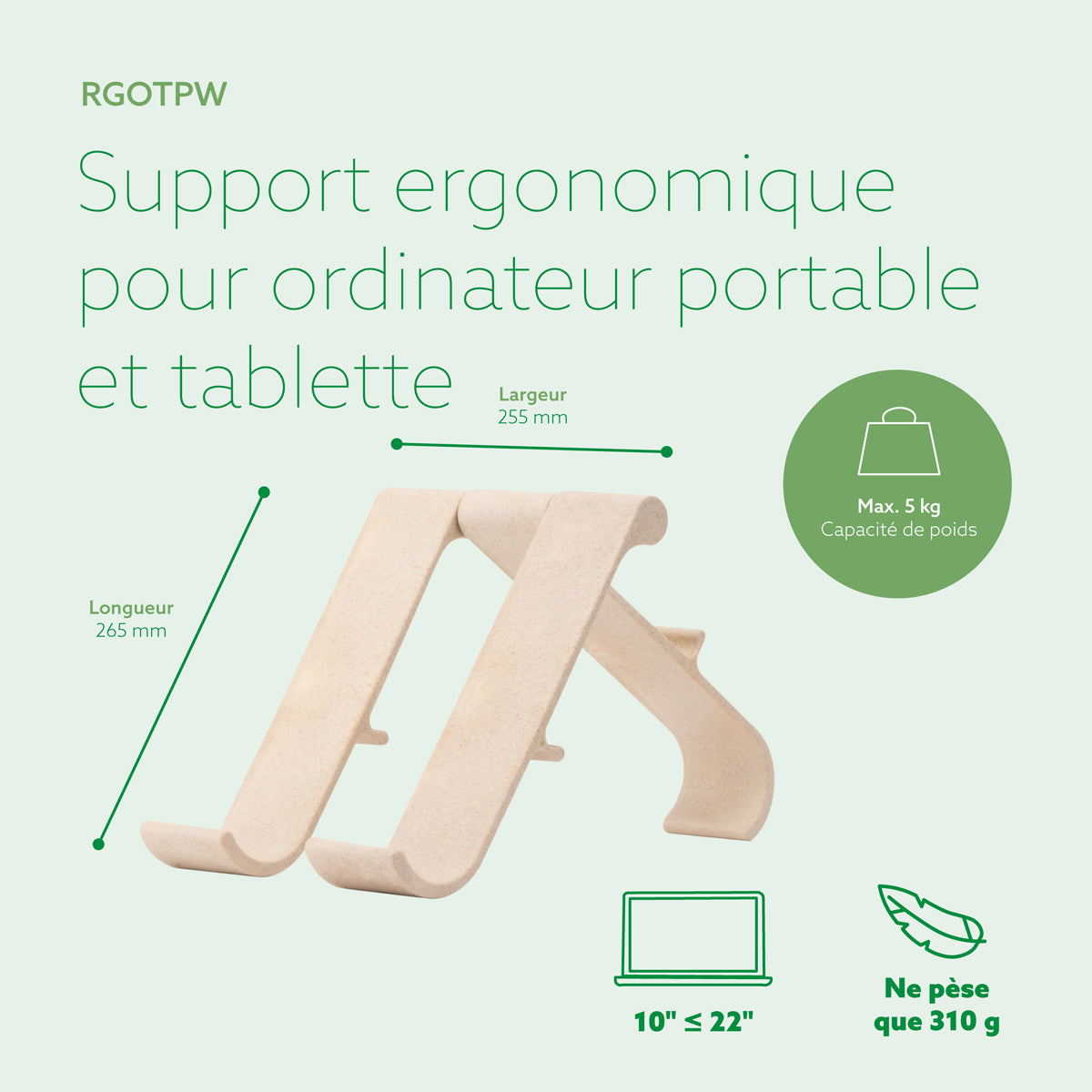 R-GO TOOLS Support pour PC et tablette Treepod, chêne