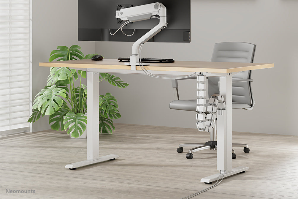 NEOMOUNTS Magnetic Cable Cover for sit/stand desk frames screw mounted magnetic channel white