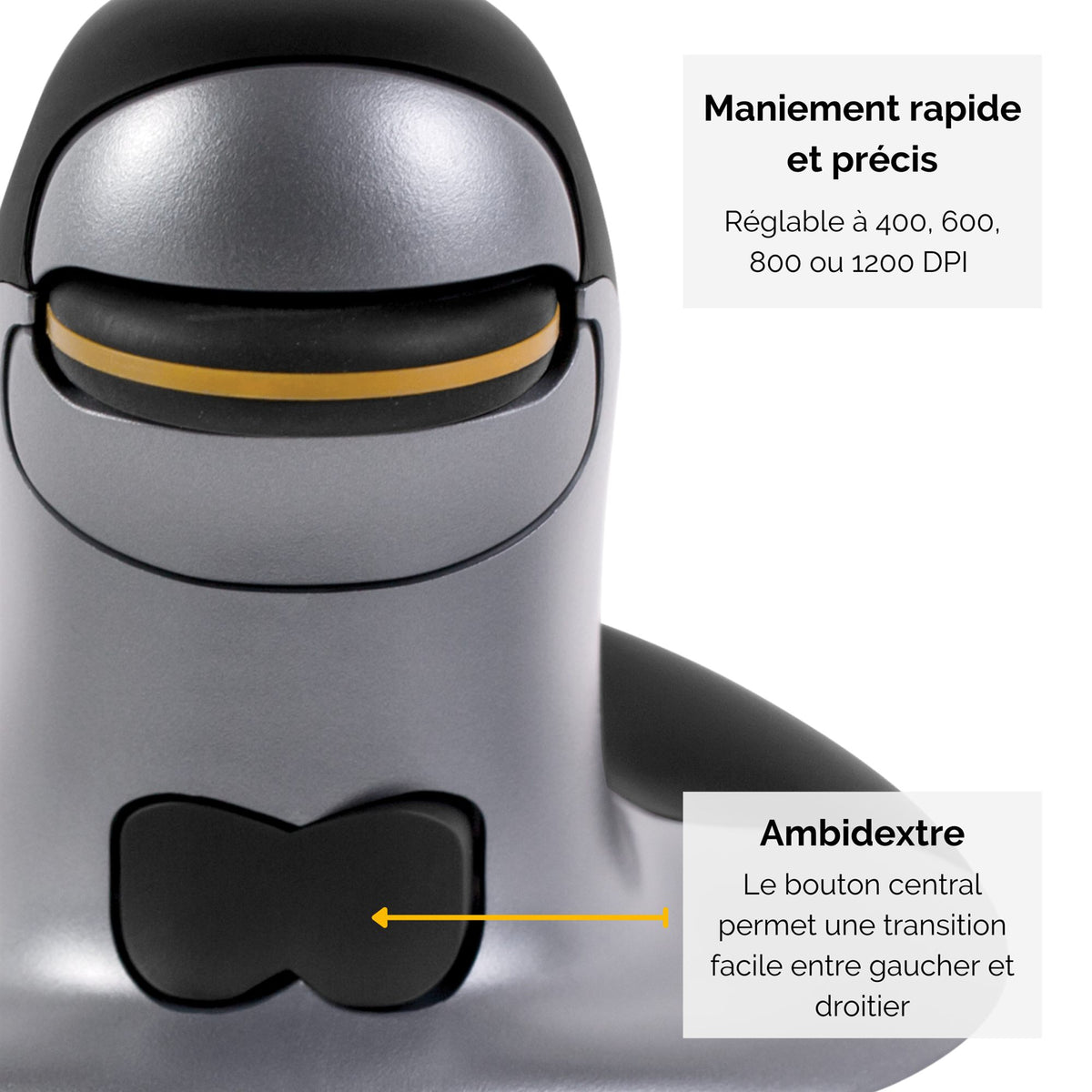 FELLOWES SOURIS VERTICALE AMBIDEXTRE PENGUIN SANS FIL - LARGE