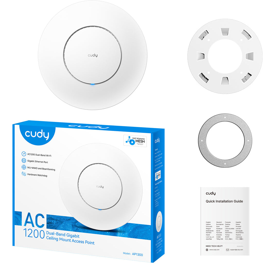 Cudy AC1300 1167 Mbit/s Blanc Connexion Ethernet, supportant l'alimentation via ce port (PoE)
