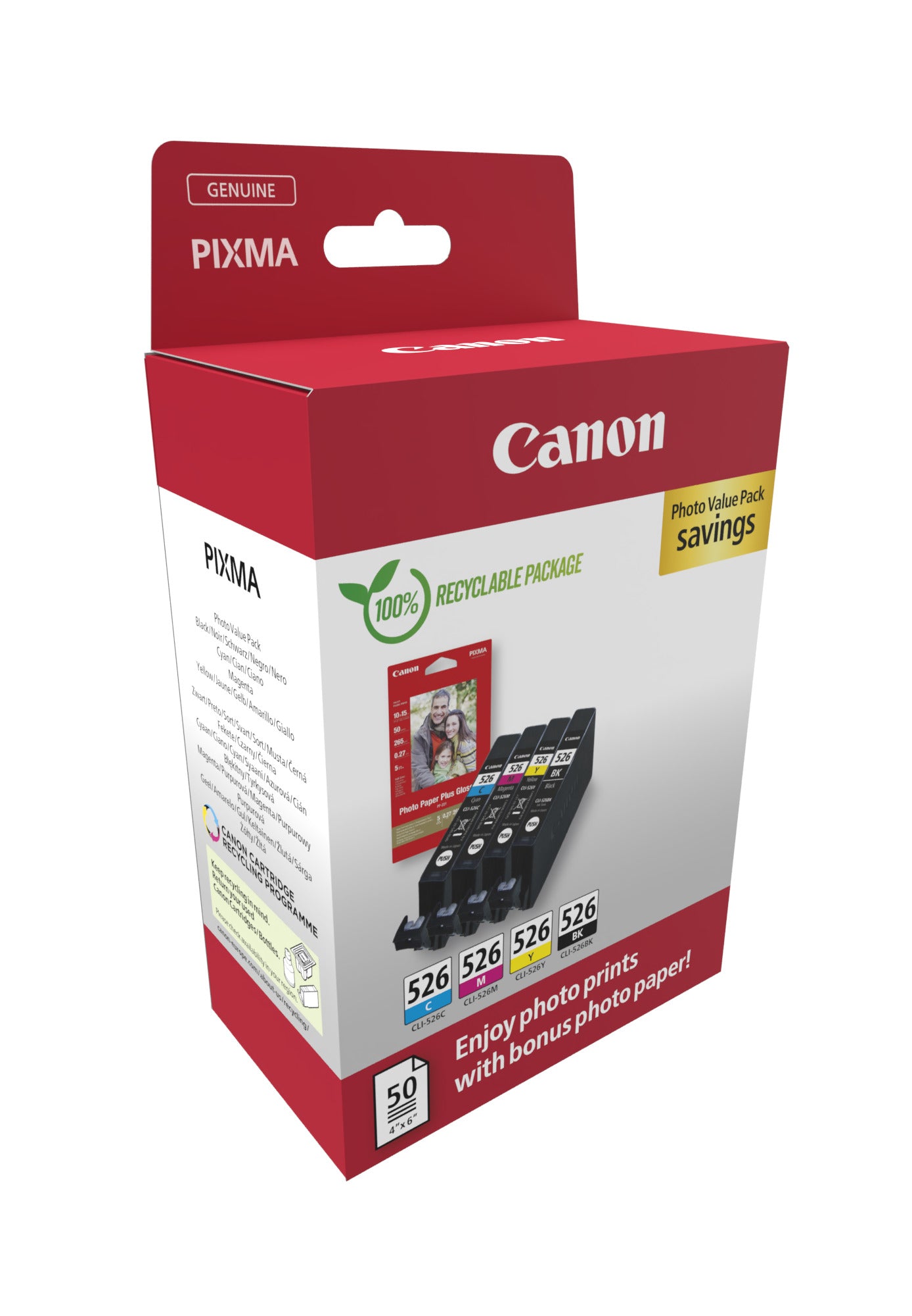 CANON CLI-526 Ink Cartridge C/M/Y/BK PHOTO VALUE BL