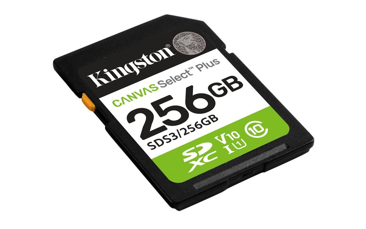 KINGSTON Canvas Select Plus Carte mémoire SDXC 256Go Gen3 150MB/s C10 UHS-I U3 V30