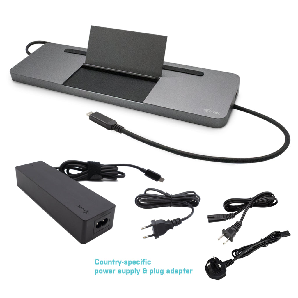 I-TEC USB-C Metal 4K 3xDisplay DS 1xHDMI1xVGA1xDP 1xSD+1xmicroSD CR 1xGLAN 1x3.5mmAudio 2xUSB 3.0 2xUSB 2.0 1xUSB-C PD+ Charger 100W