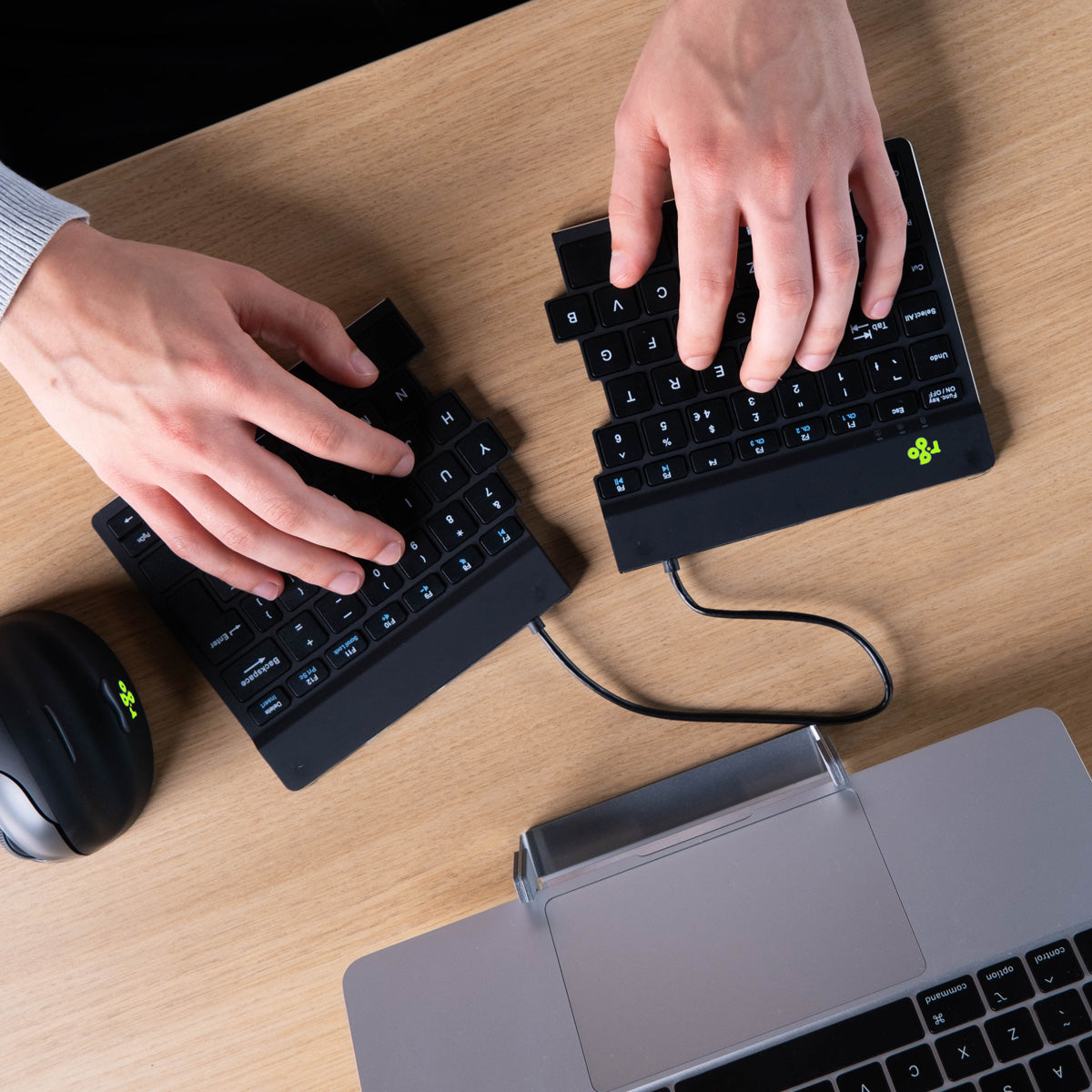 R-GO TOOLS Clavier ergo Split Break, divisé, Bluetooth noir