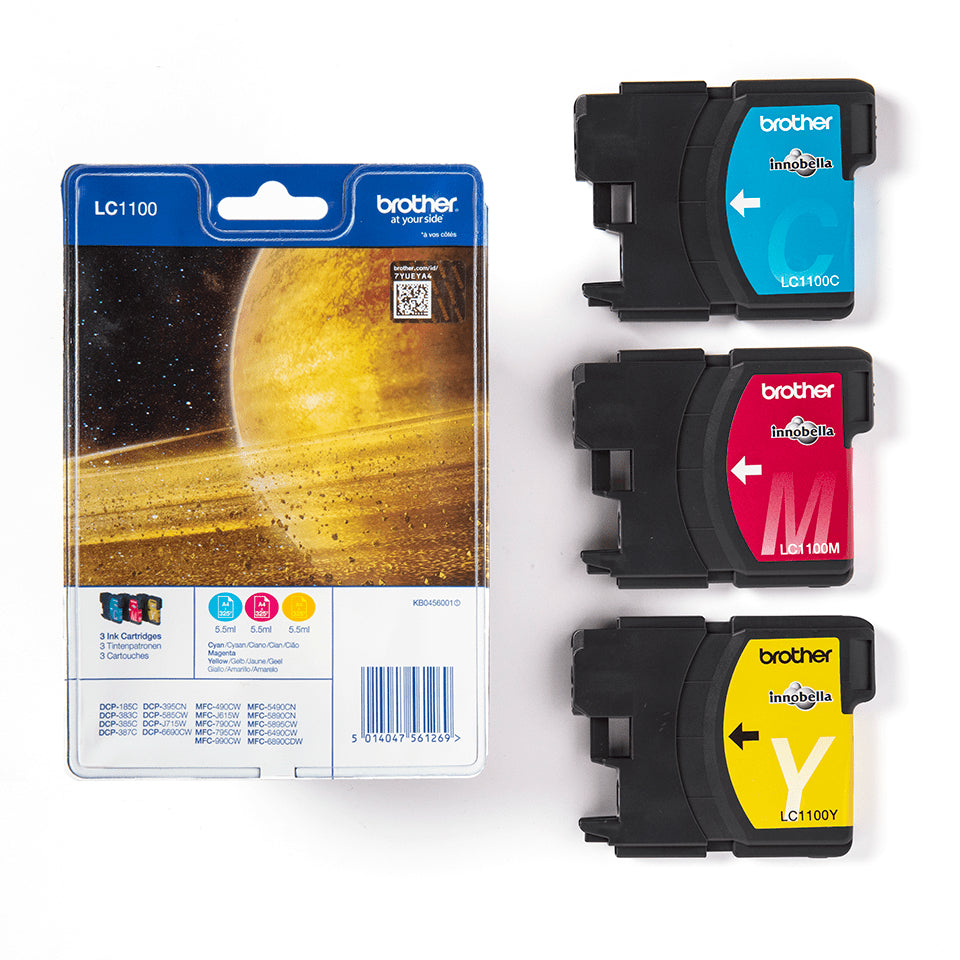 BROTHER LC-1100 cartouche d encre cyan, magenta et jaune capacité standard 3 x 7.5ml 3 x 325 pages 3-pack blister sans alarme