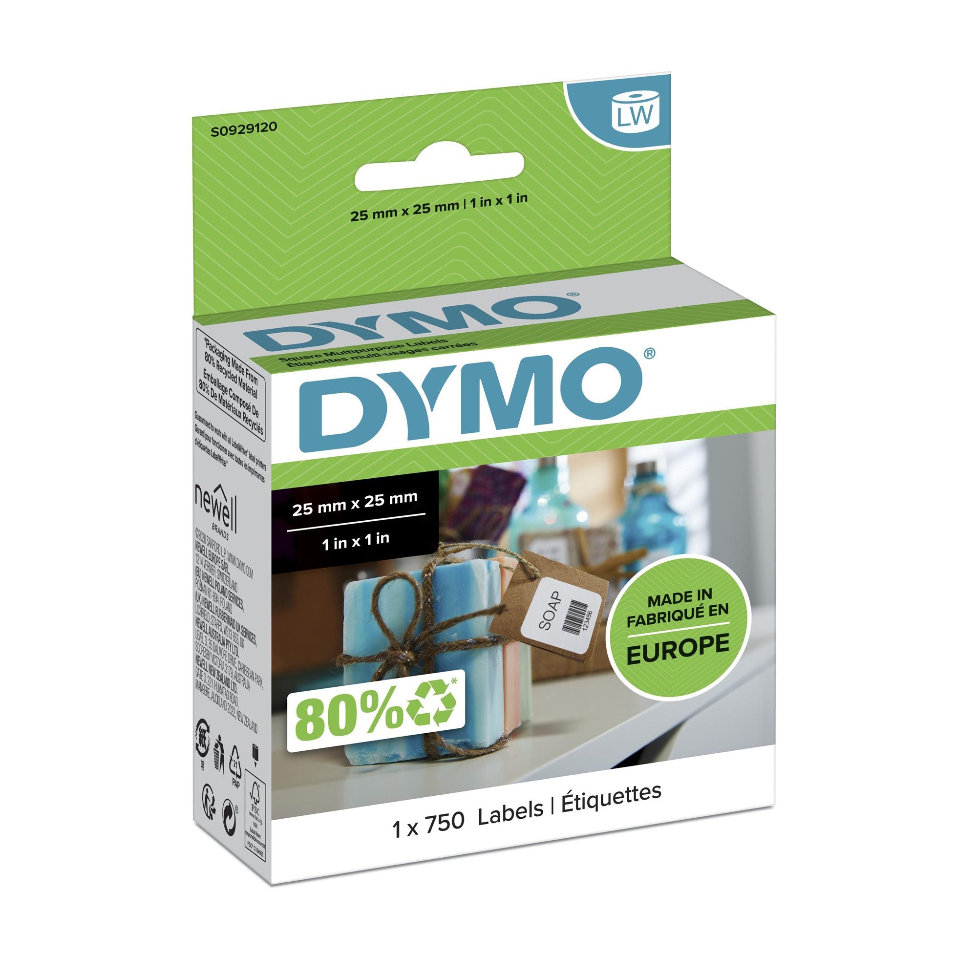 ROULEAU DYMO 750 ETIQUETTES MULTI-USAGE 25x25 PR LABELWRITER