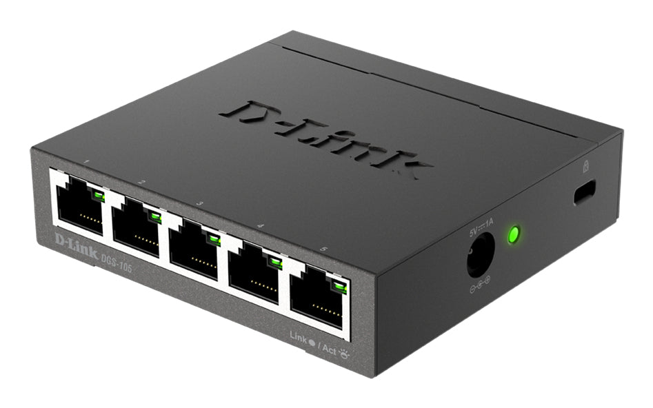 D-LINK 5-port 10/100/1000Mbps Gigabit Ethernet Switch - Metal Housing