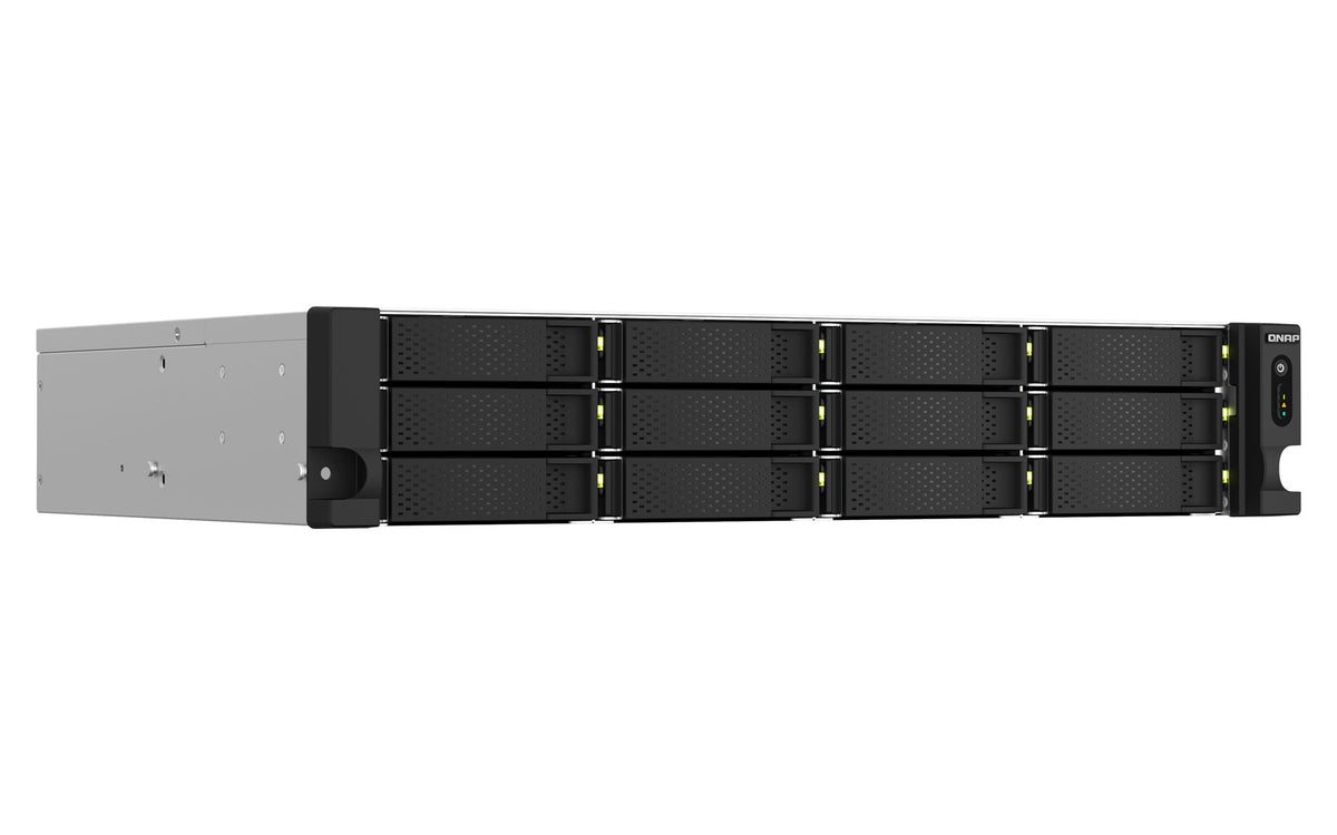 QNAP TS-1264U-RP-8G 2U 12-Bay rackmount NAS Intel Celeron N5095 quad-core 8Go onboard not expandable 12x3.5/2.5 SATA 2x300W r PS