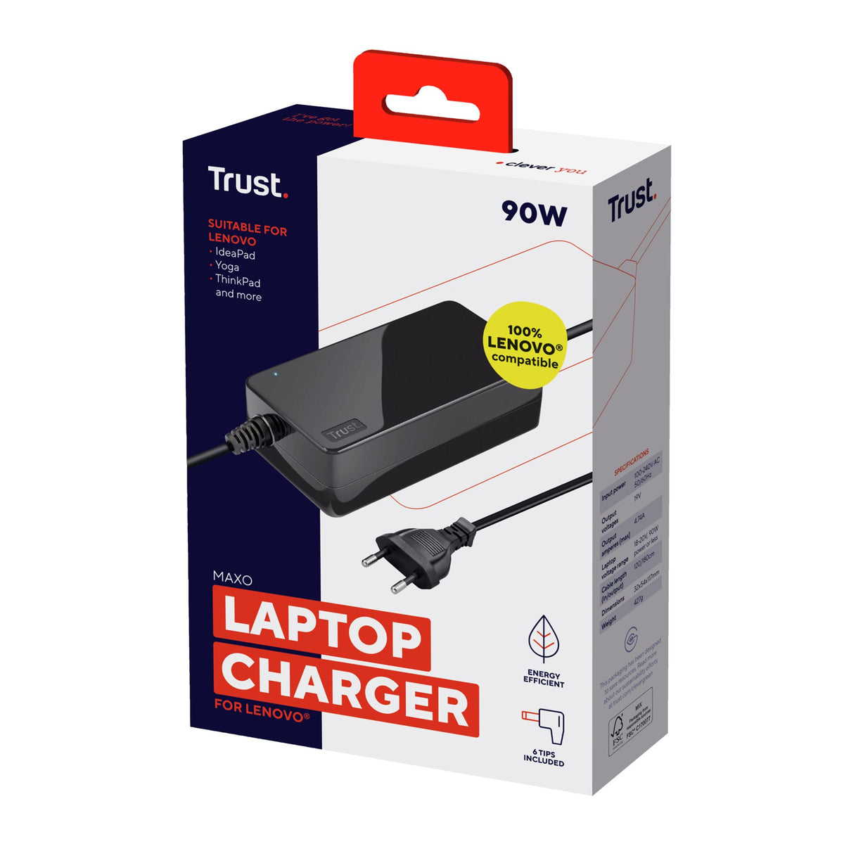 TRUST Alimentation universelle MAXO 90W pour ordinateur portable LENOVO