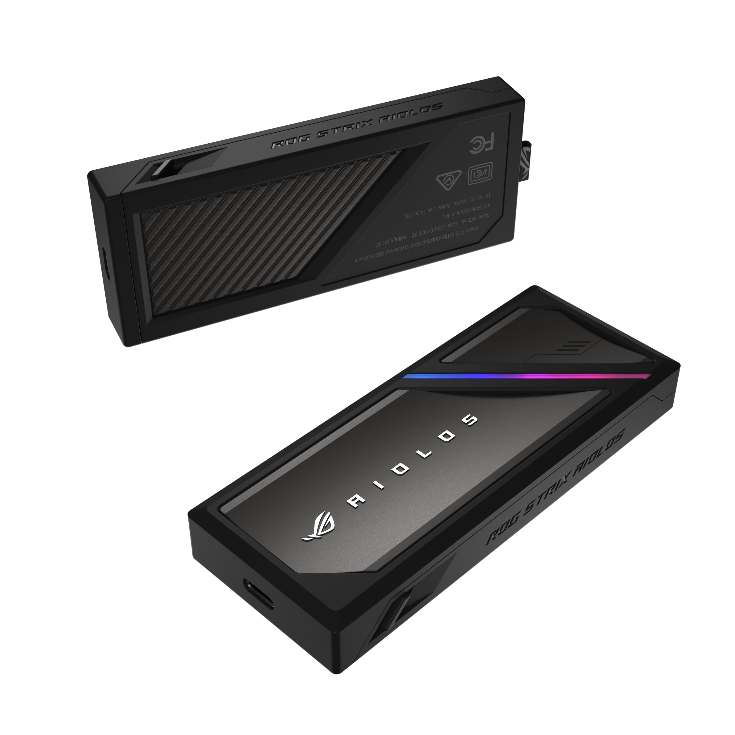 ASUS ROG Strix Aiolos M.2 NVMe SSD Enclosure USB 3.2 GEN2 Type-C 20Gbps Aura Sync RGB