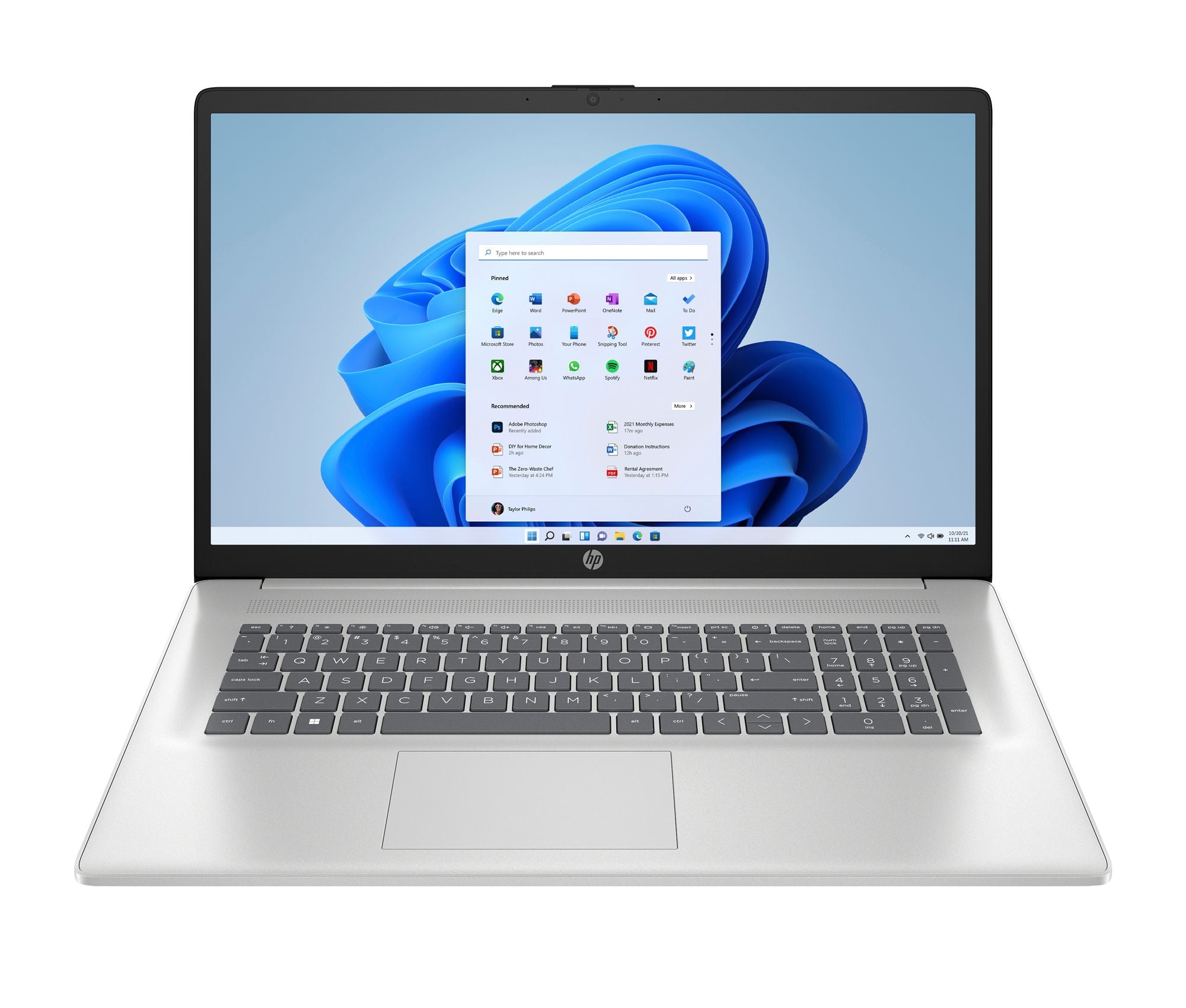 HP 17-cn4017nf Intel Core 3 100U Ordinateur portable 43,9 cm (17.3") HD+ 16 Go DDR4-SDRAM 512 Go SSD Wi-Fi 6 (802.11ax) Windows 11 Home Argent