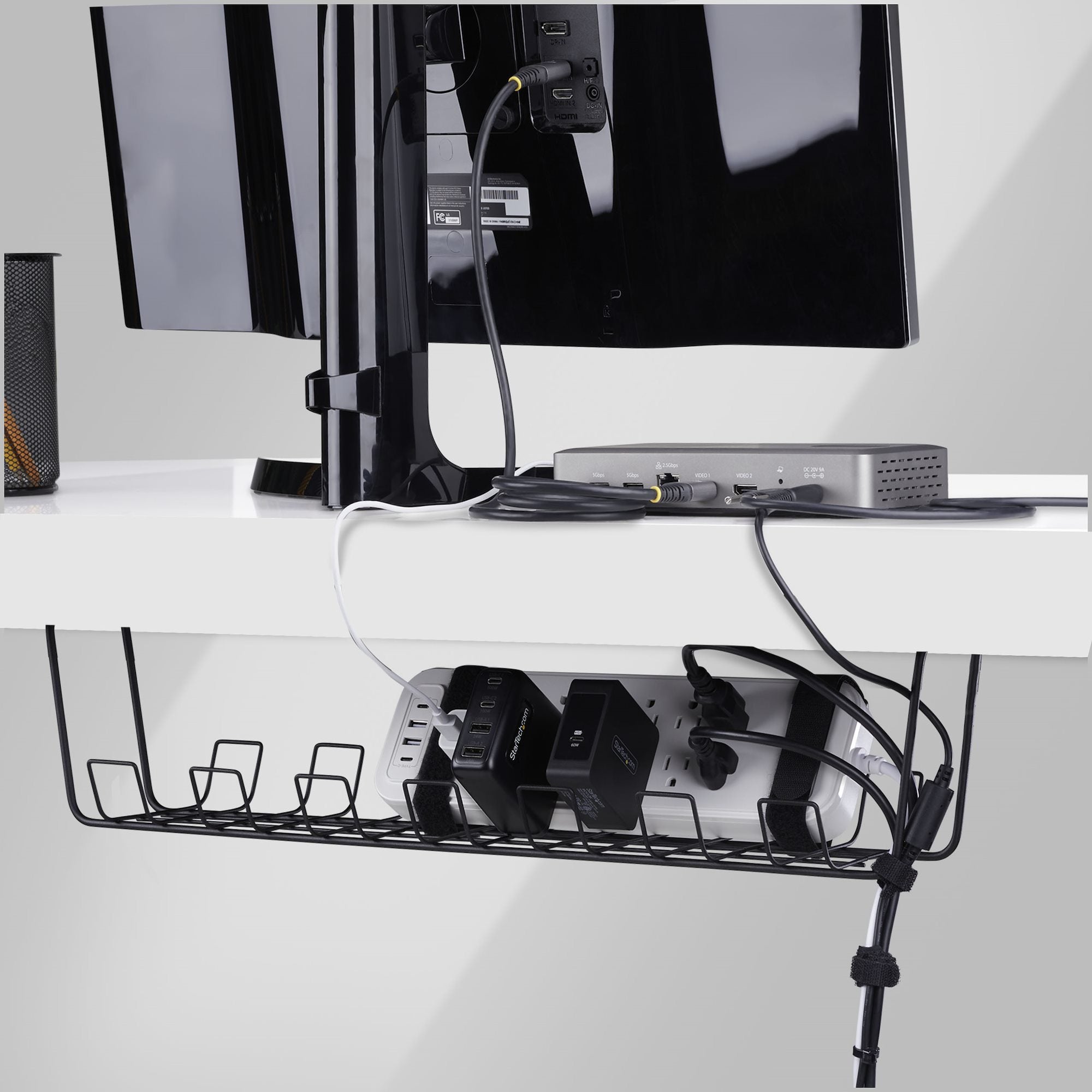 Under Desk Cable Management Tray Black