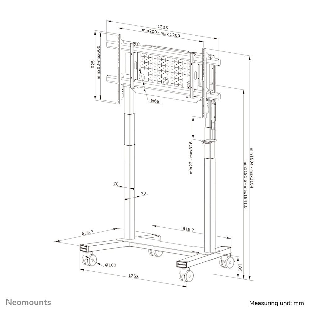 NEOMOUNTS MOVE Lift XL TV trolley 75-110p - motorised