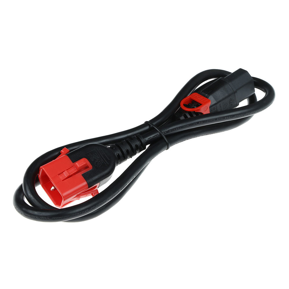 Rallonge d alimentation C14 / C13 à double verrouillage noire -2m