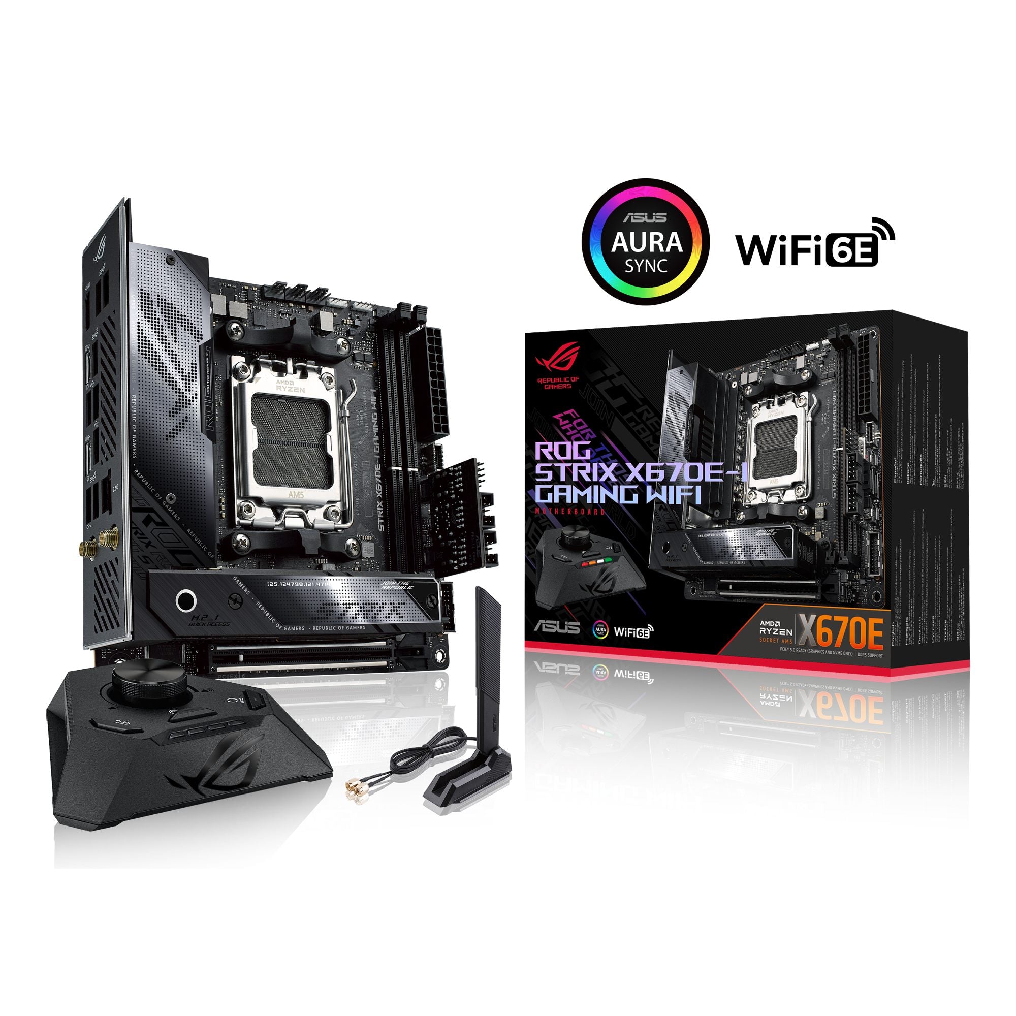 ASUS ROG STRIX X670E-I GAMING WIFI AM5 mITX MB 2xDIMM DDR5 2xM.2 2xSATA