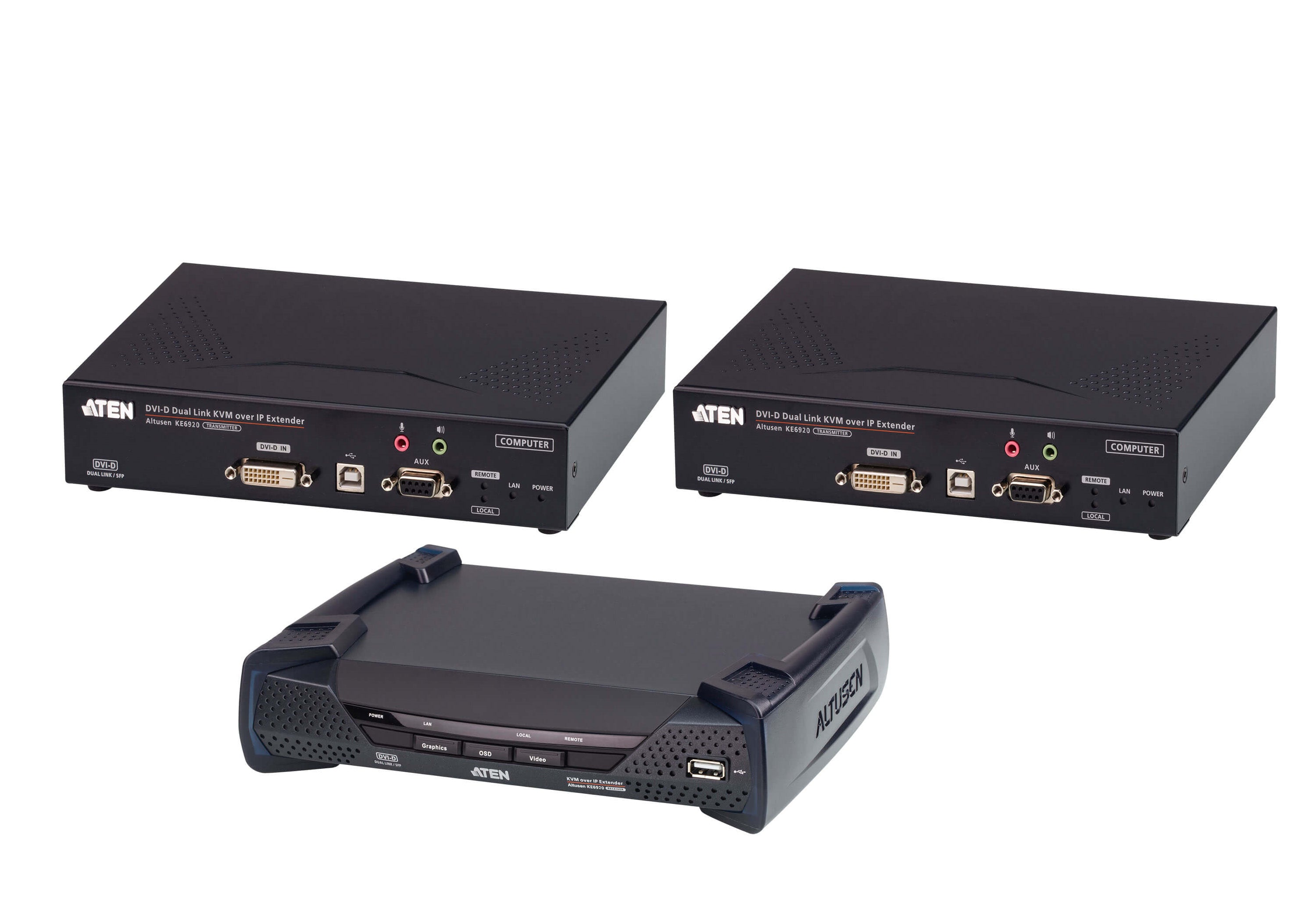 ATEN PREMIUM KE6920ATC Contrôle KVM à distance 2 serveurs 1 opérateur IP/2Fibres