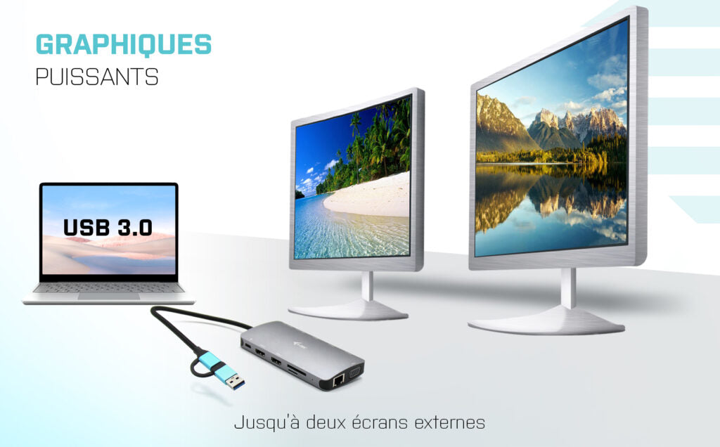 I-TEC USB-C Metal Nano Dock 2xHDMI 1xVGA 1xSD Cardreader 1xmicroSD Cardreader 1xGLAN 3xUSB 2.0 1xUSB 3.2 1xUSB-C3.2Data 1xUSB-C PD