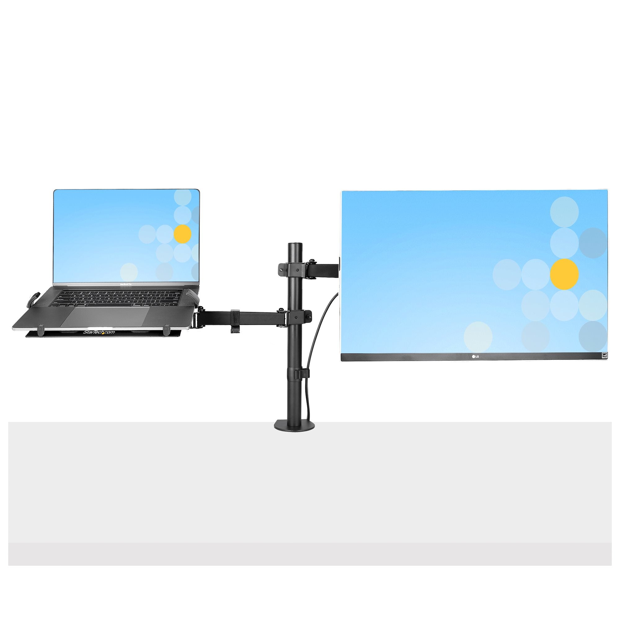 Monitor Arm with Laptop Tray Adjustable