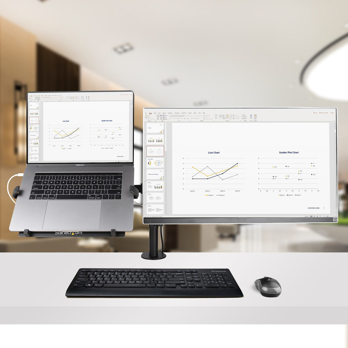 Monitor Arm with Laptop Tray Adjustable