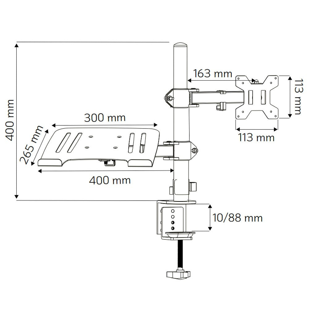 "Support de bureau rotatif Techly ICA-LCD 174NB pour moniteur de 13 a 32"" et ordinateur portable de 17"""
