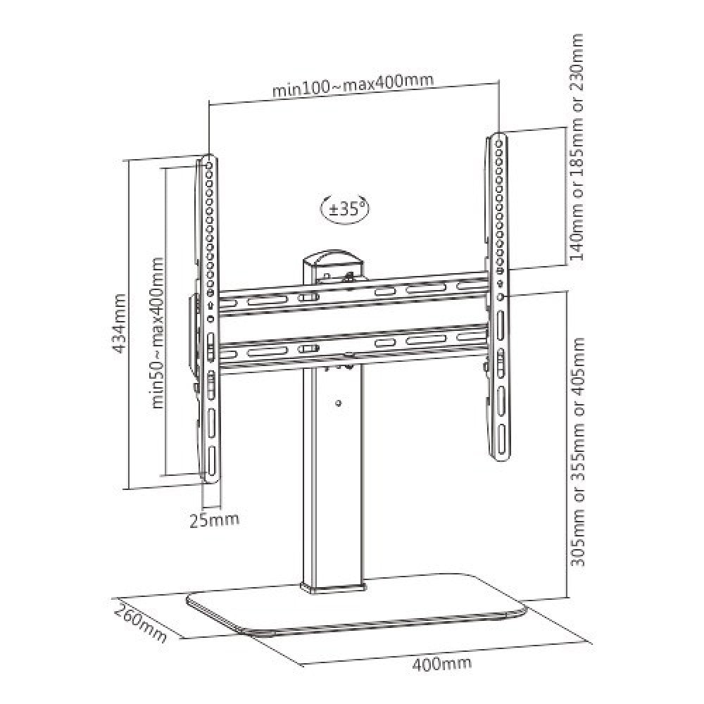 "Techly ICA-LCD 323M Support TV 32-55"" Base pivotante pour télévision moniteur"