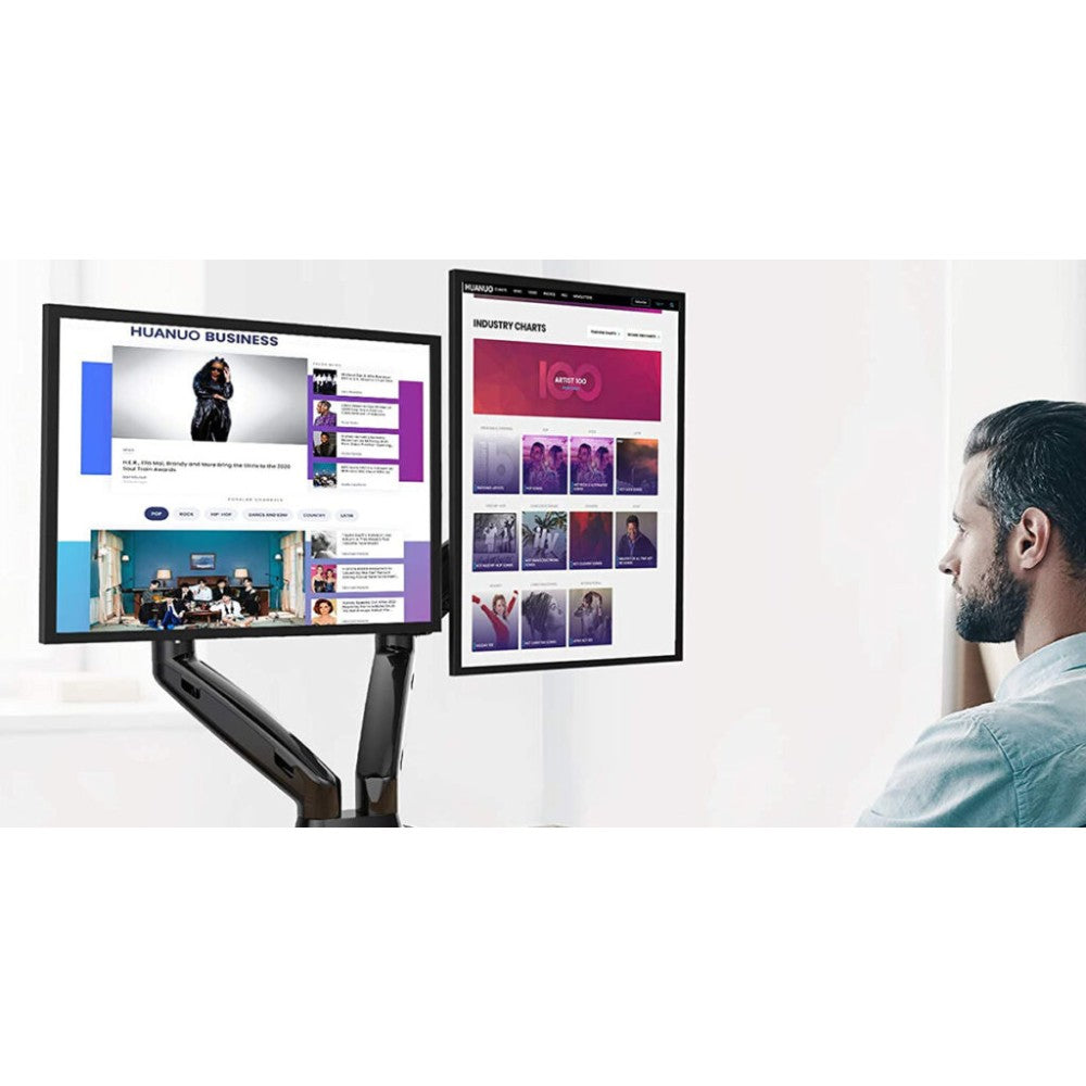 "Techly ICA-LCD 462B Support de double moniteur 17-32"" LCD 9kg rotatif a gaz"