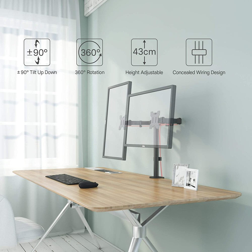 Techly ICA-LCD 582-D Support de Moniteur Double 13-32” LCD 8kg Bureau Rotatif