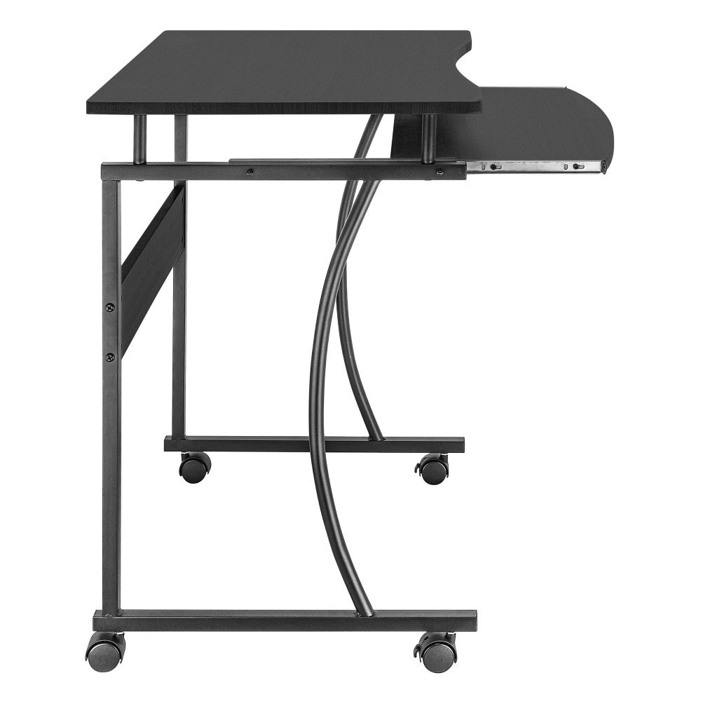 Bureau d'ordinateur mobile noir Techly ICA-TB 131B 600x480 avec étagere coulissante