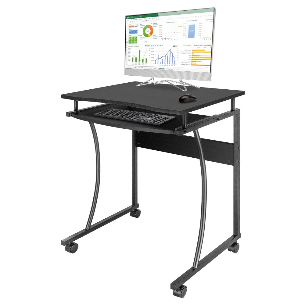 Bureau d'ordinateur mobile noir Techly ICA-TB 131B 600x480 avec étagere coulissante