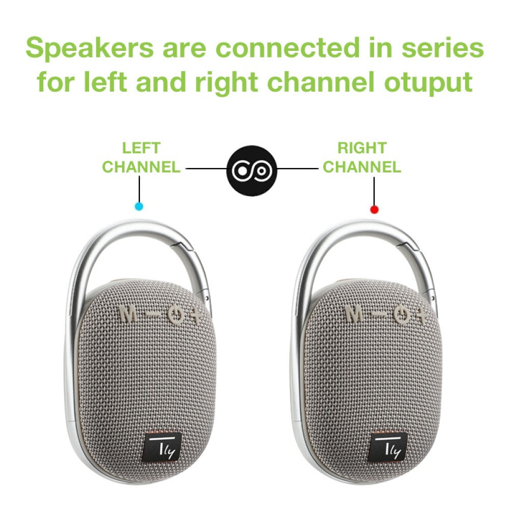 Techly ICASBL321GR Haut-parleur Bluetooth 5.3, 5W, TWS, LED, USB MicroSD MP3, gris