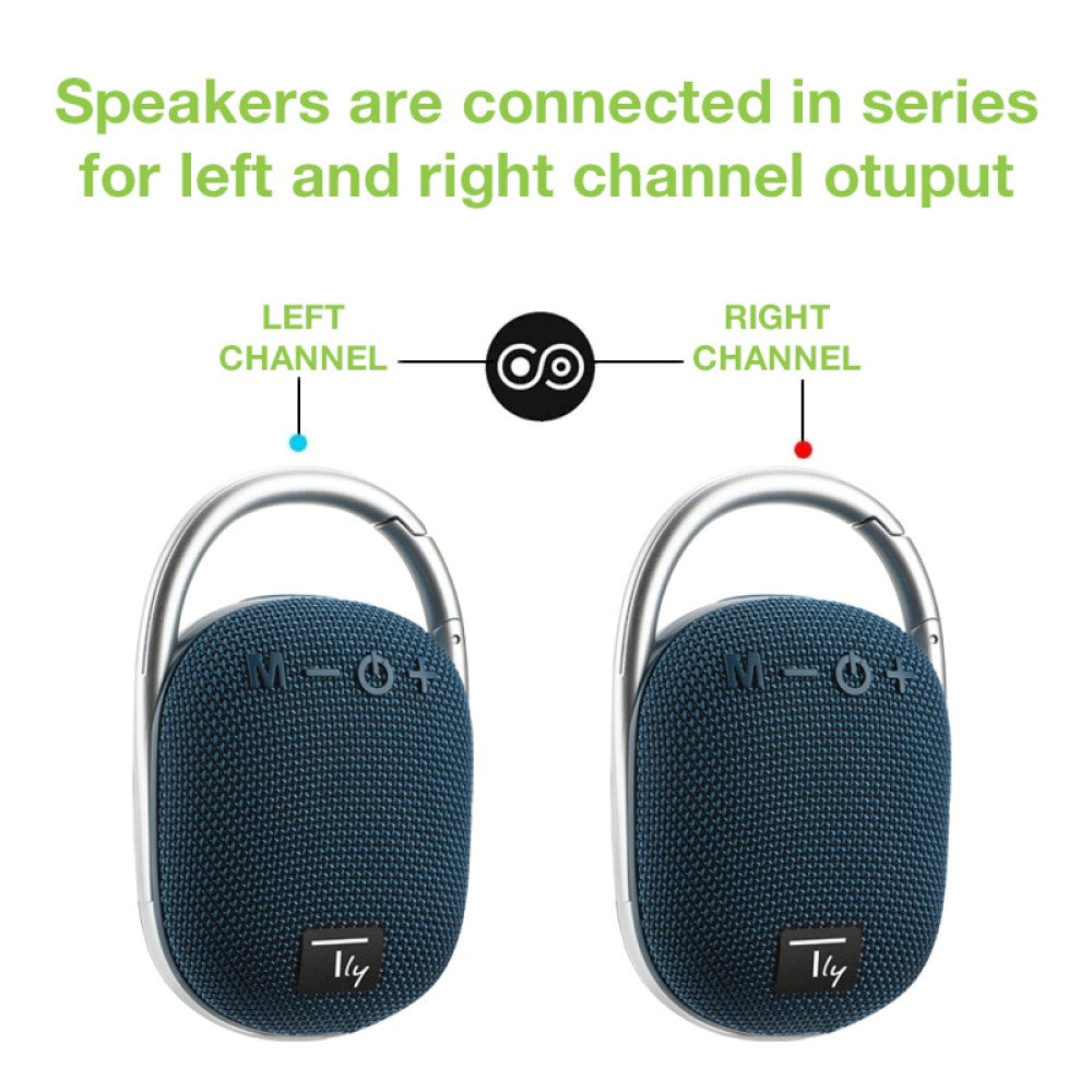 Techly ICASBL321BL Haut-parleur Bluetooth 5.3, 5W TWS, LED USB MicroSD MP3 Bleu