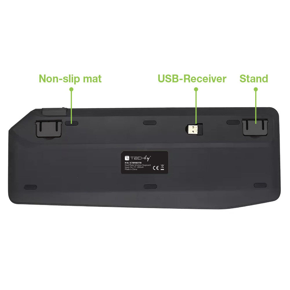 Clavier sans fil Bluetooth 2.4GHz USB Techly ICTB9801TB avec pavé tactile LED