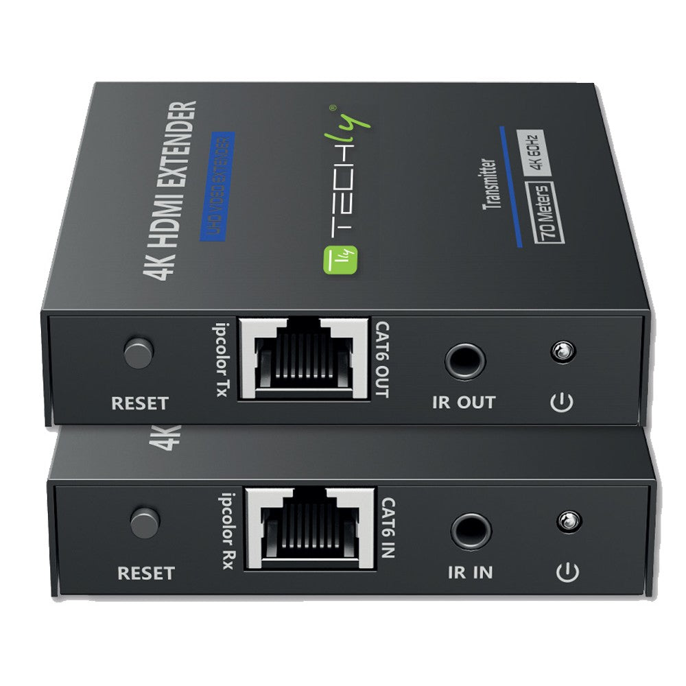Techly IDATA EXT-565 Extenseur HDMI 2.0 4K60Hz jusqu'a 70m sur Cat6 avec IR